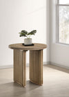 Adina Round Wood Side End Table Distressed Light Brown — product view 2
