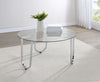 Beller Round Tempered Glass Top Cocktail Coffee Table Chrome — product view 2