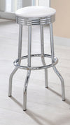 Retro Upholstered Metal Swivel Bar Stool White (Set of 2) — product view 2