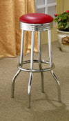 Retro Upholstered Metal Swivel Bar Stool Red (Set of 2) — product view 2