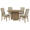 Adina 5-piece Round Dining Table Set Distressed Light Brown — product view 2