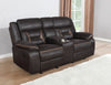 Greer Upholstered Motion Reclining Loveseat Brown — product view 2