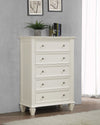 Sandy Beach 5-drawer Bedroom Chest Cream White — product view 2