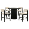 Hamlyn 5-piece Round Wood Counter Height Dining Set Cream and Black — product view 2