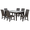 Averill 7-piece White Marble Top Dining Set Dark Grey and Coffee Bean — product view 2