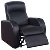 Cyrus Upholstered Track Arm Recliner Black — product view 3