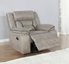 Greer Upholstered Swivel Glider Recliner Chair Taupe — product view 3