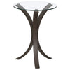 Edgar Round Glass Top Accent Side Table Cappuccino — product view 3