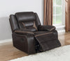 Greer Upholstered Swivel Glider Recliner Chair Brown — product view 3
