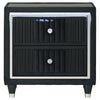 Ravenne 2-drawer Velvet Upholstered LED Nightstand with USB Black — product view 3