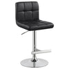 Lenny Tufted Adjustable Leatherette Bar Stool Black (Set of 2) — product view 3