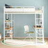 Campus 3-shelf Metal Twin Workstation Loft Bed Matte White — product view 3