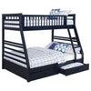 Ashton 2-drawer Wood Twin Over Full Bunk Bed Navy Blue — product view 3