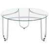 Beller Round Tempered Glass Top Cocktail Coffee Table Chrome — product view 3