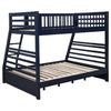 Ashton 2-drawer Wood Twin Over Full Bunk Bed Navy Blue — product view 4