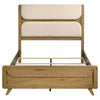 Bennett 63-inch Queen Upholstered Panel Bed Cream and Light Oak — product view 4