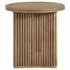 Adina Round Wood Side End Table Distressed Light Brown — product view 4