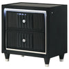Ravenne 2-drawer Velvet Upholstered LED Nightstand with USB Black — product view 4