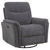 Adler Upholstered Power Swivel Glider Recliner Charcoal Grey — product view 4