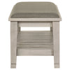 Franco Fabric Upholstered Bench with Shelf Distressed White — product view 4
