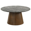 Franklin 3-piece Round Pedestal Coffee Table Set Grey and Dark Brown — product view 5
