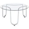 Beller Round Tempered Glass Top Cocktail Coffee Table Chrome — product view 5