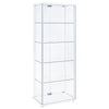 Delphinium 4-Shelf Clear Glass Curio Display Cabinet White — product view 6