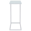 Stella White Glass Top C-Shaped Sofa Side Table Chrome — product view 7