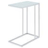 Stella White Glass Top C-Shaped Sofa Side Table Chrome — product view 8