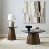 Franklin Round Wood Pedestal Side End Table Grey and Dark Brown — product view 8