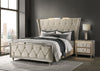Lorient Queen LED Upholstered Wingback Bed Ivory and Camel — product view 12