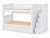 RILEYIICFG|twin-twin|white|drawers|stairs|Riley II Twin/Twin White - two drawers