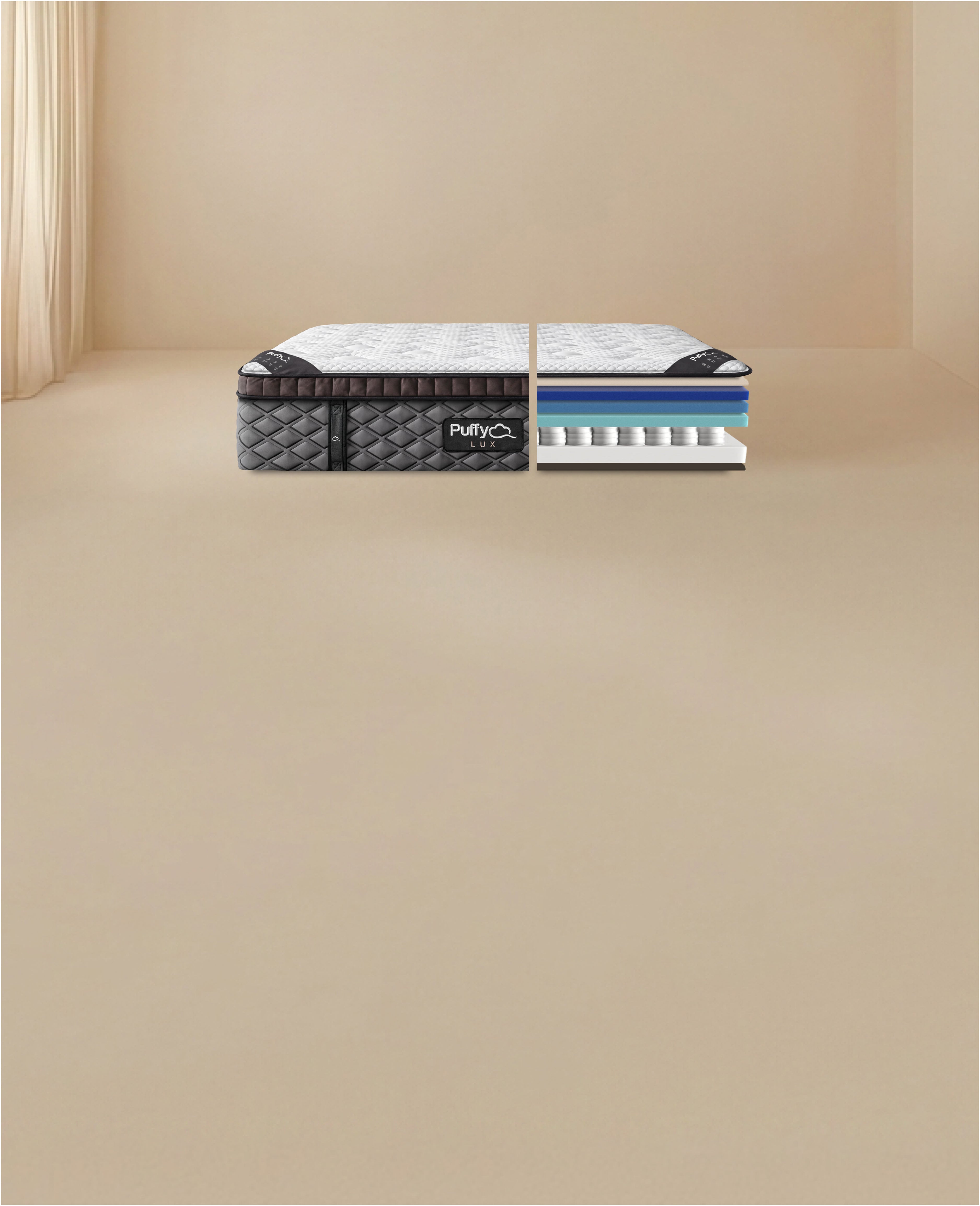 Puffy Lux Hybrid Mattress manufacturer construction cutaway