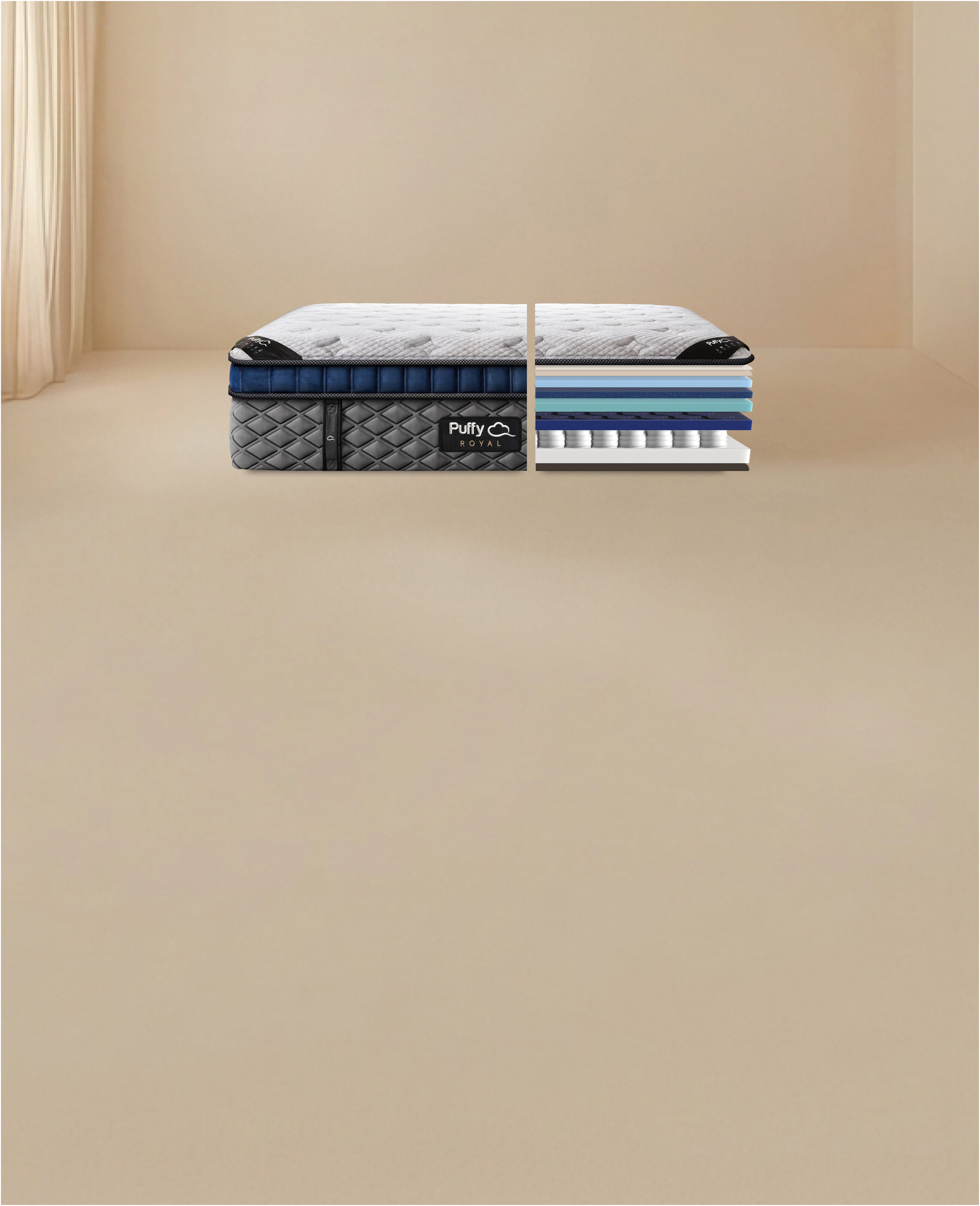 Puffy Royal Hybrid Mattress manufacturer construction cutaway