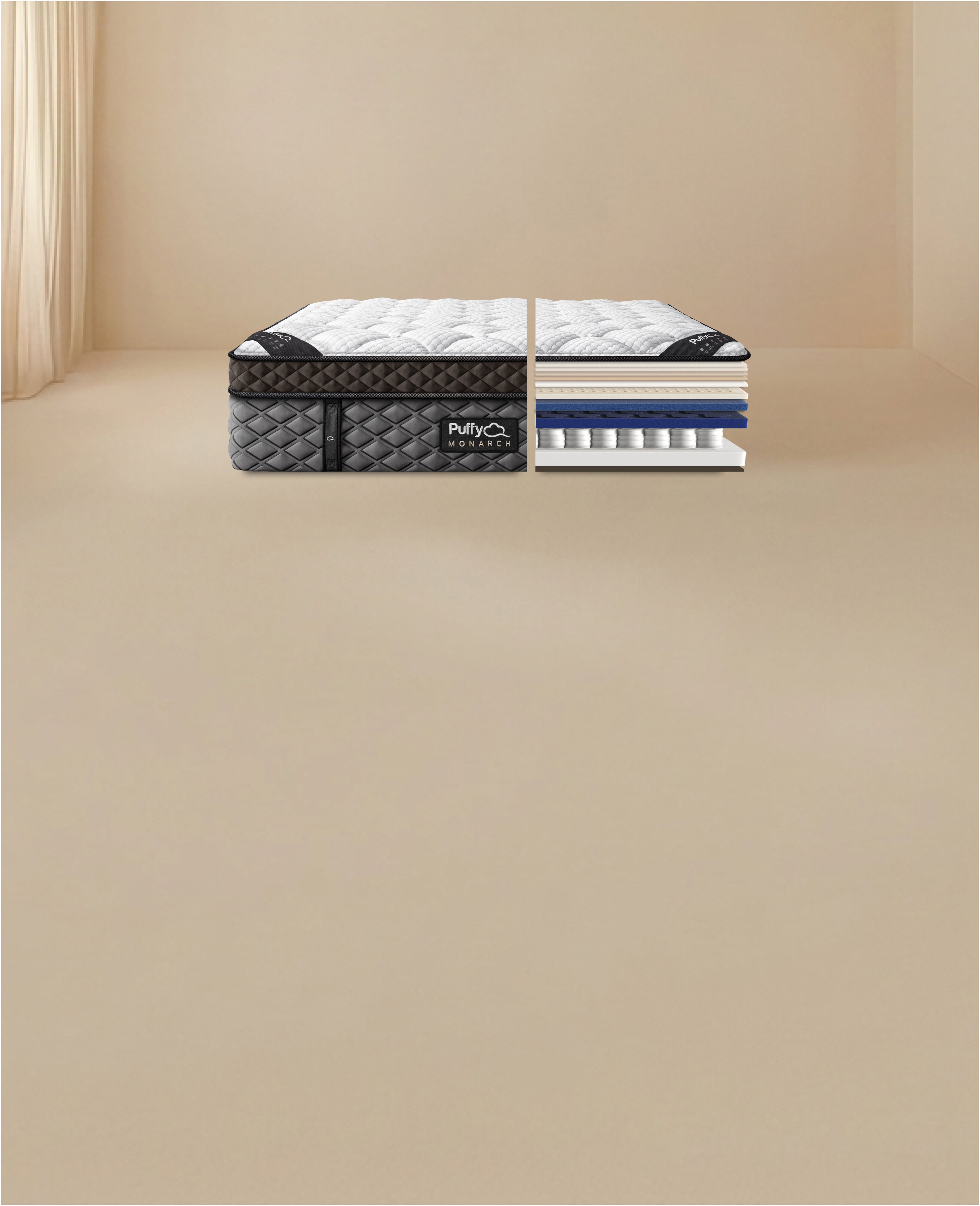 Puffy Monarch Hybrid Mattress manufacturer construction cutaway
